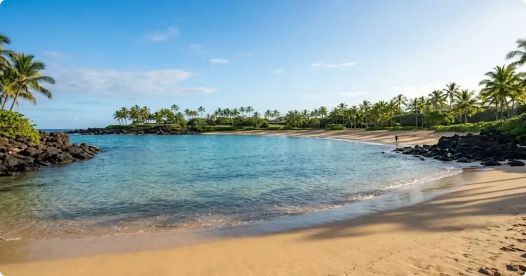 Best Maui beaches calm turquoise water and golden sand at a sheltered Hawaiian bay