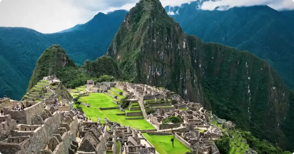 Ancient Inca citadel of Machu Picchu set among green Andean peaks a must-visit world travel bucket list destination